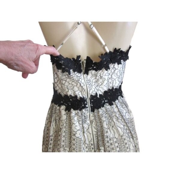 Anthropologie Eri + Ali Artemisa White/Black Lace Spaghetti Straps Dress MP - Picture 7 of 8
